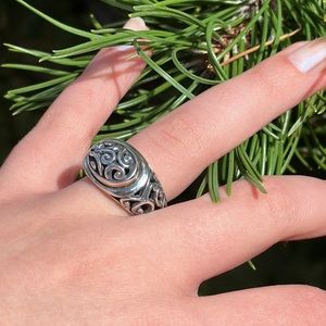 Brighton 925 Sterling Silver Scroll Ring Bali Style Wide Band Vintage Size 7